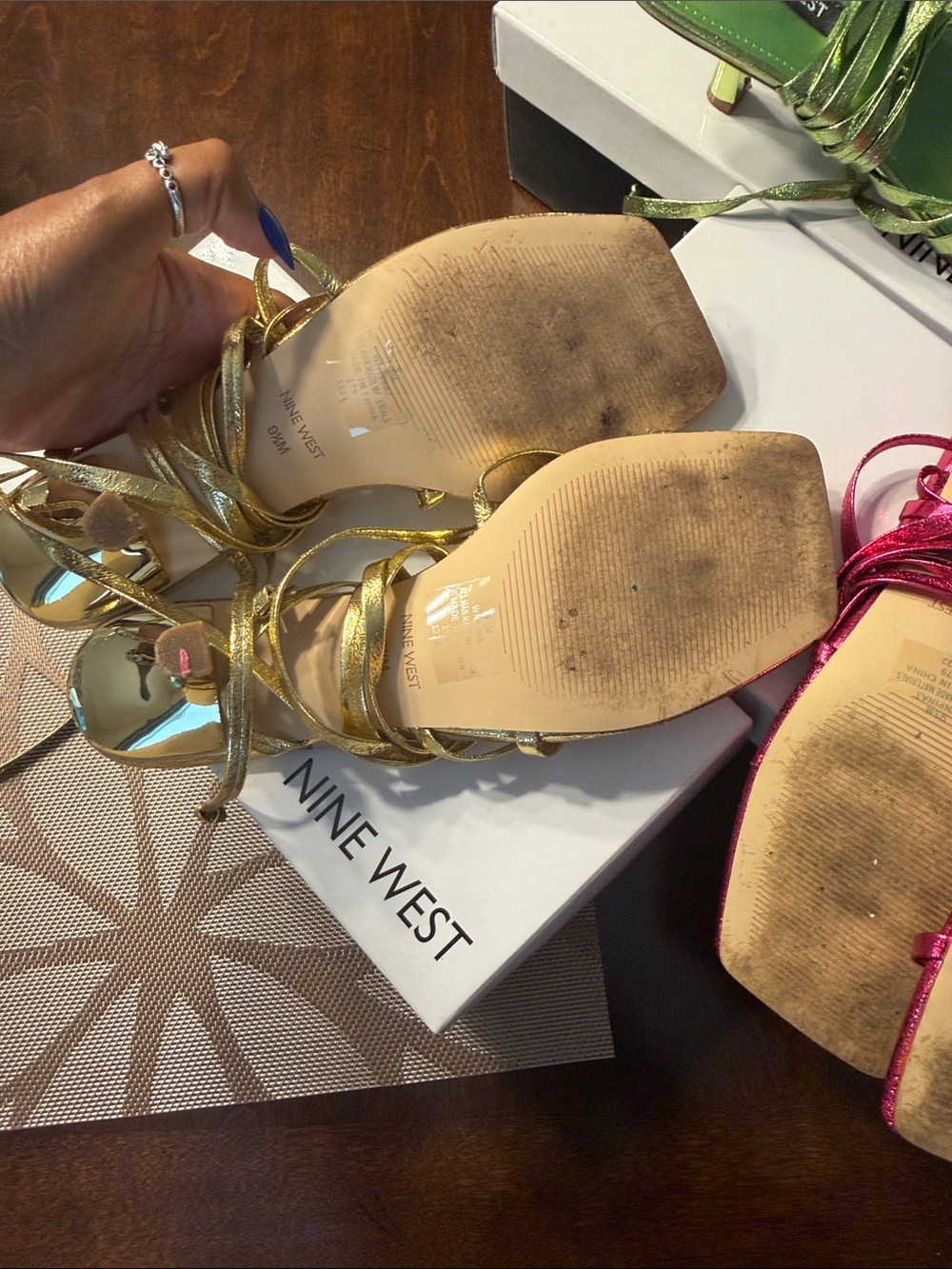 Nine West PINA3 Metallic Strappy Sandals - Picture 6 of 16